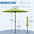 thumbnail image 2 of Parasol de Marché de 9 Pi avec Manivelle et Inclinaison, UPF 50 Plus Imperméable pour Terrasse Extérieure, Pare-Soleil avec 8 Baleines Renforcées, Parasol avec Protection UV pour Jardin, Terrasse, Piscine, Balcon, Rouge Bleu Ciel Jaune Marine Kaki Blanc, 2 of 7