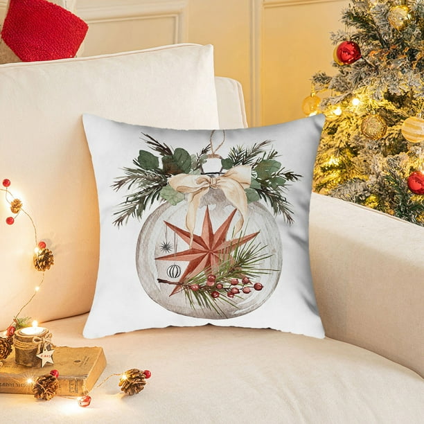 Funda de almohada navideña | Funda de almohada decorativa para fiestas | Funda de cojín cuadrada de 45 x 45 cm para sofá, cama o sala de estar | Decoración para el hogar, interior y exterior