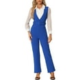 thumbnail image 1 of INSPIRAR CHIC Mono Elegante Sin Mangas con Cinturón y Pierna Recta para Mujeres XS Azul Real, 1 of 6