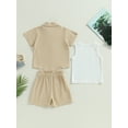 thumbnail image 4 of Bagilaanoe 3pcs Little Girl Short Pants Set Sleeveless Tank Tops + Short Sleeve Shirt + Shorts 3T 4T 5T 6T 7T 8T Kids Casual Summer Outfits, 4 of 8