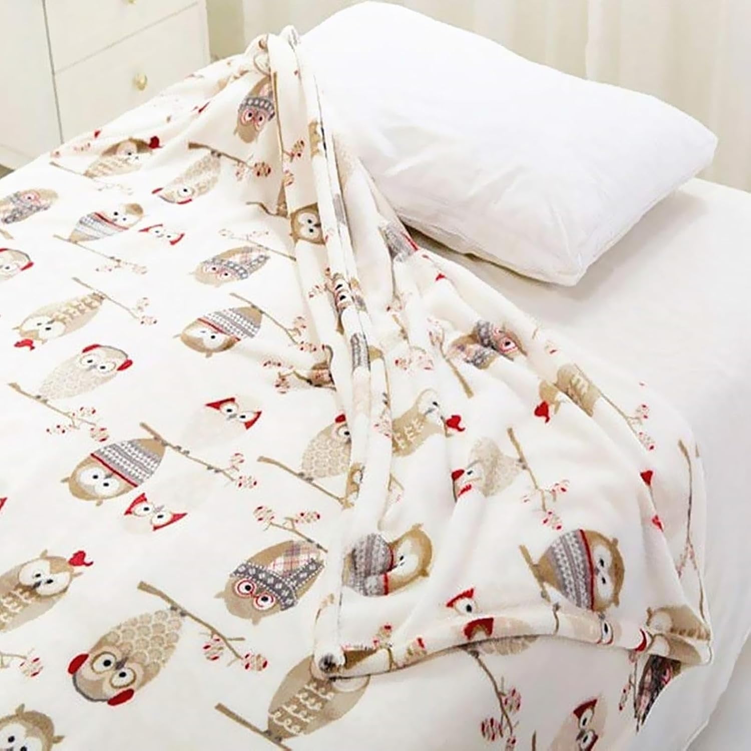 Levinis Owl Sherpa Bed Blanket King Size 90''×108''- Ultra Soft Cozy Flannel Fleece Blanket for Bed/Couch/Sofa/Office, Great Gift for Women's Day,Mother's Day,Father's Day,Thanksgiving,Christmas