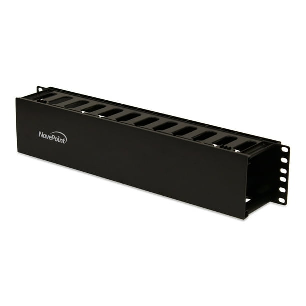 NavePoint 2U Horizontal Rack Mount Cable Management Unit with Panel