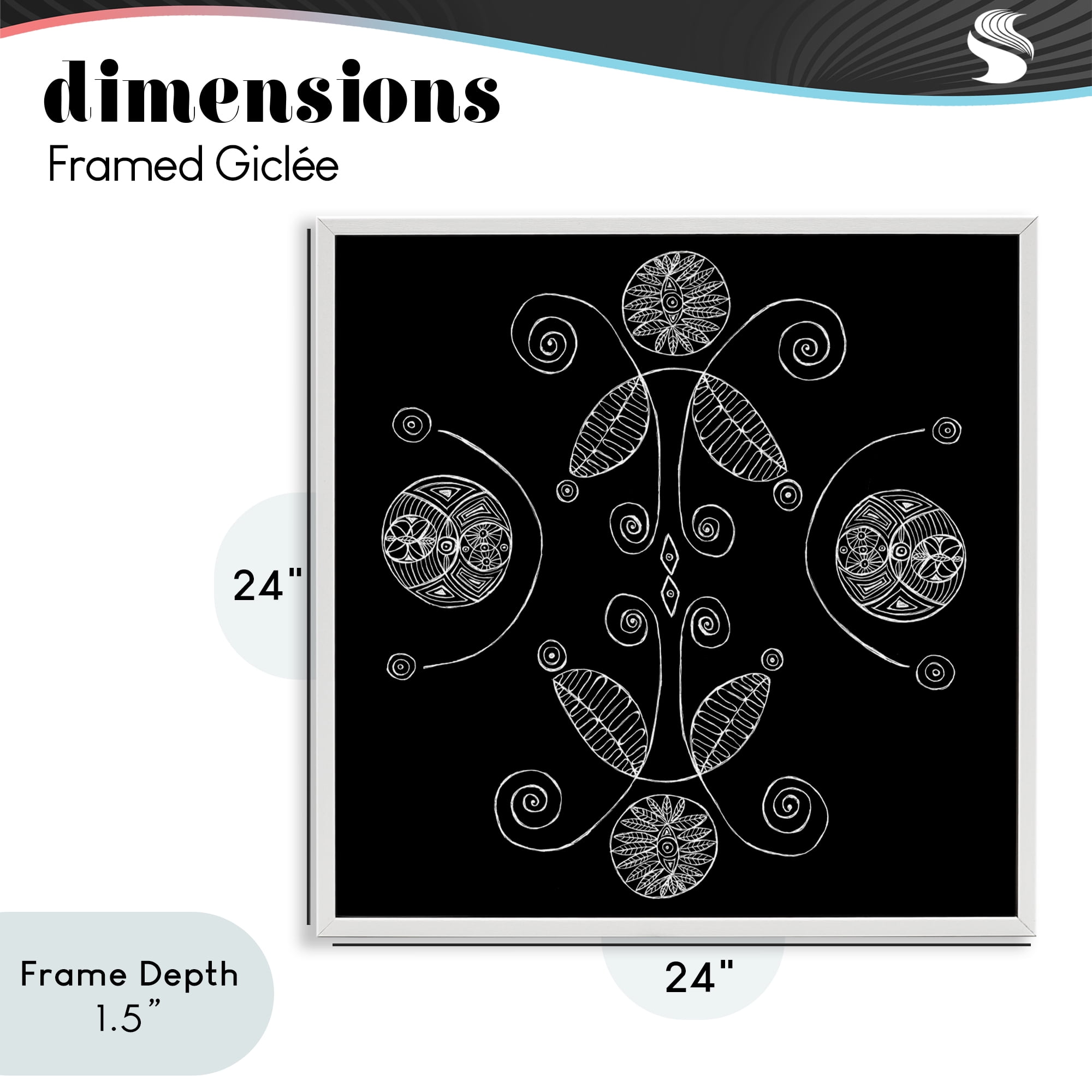 Stupell Industries Curved Fractals & Leaves White Framed Giclee Art, design by El Perkin