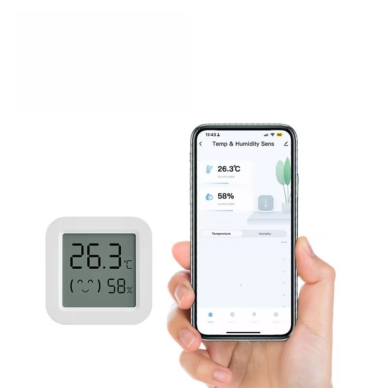 VEAT00L Tuya Thermometer Hygrometer, Indoor Bluetooth Temperature Humidity Sensor with Electronic Display, App Notification Alert, Free Data Storage Export, Digital Remote Monitor for Bedroom