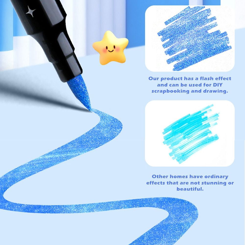 Flashy soft-head acrylic marker pen Multi-color 12/24/26/48/72 Colors Glitter Pen Soft Head Glitter Effect Art Marker Pen Flashing Pen DIY Drawing