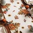 thumbnail image 3 of Sm:)e Ghost Pumpkins Maple Leaves Halloween Table Runner, Seasonal Fall Kitchen Dining Table Decoration for Home Party Decor 13x72 Inch, 3 of 7