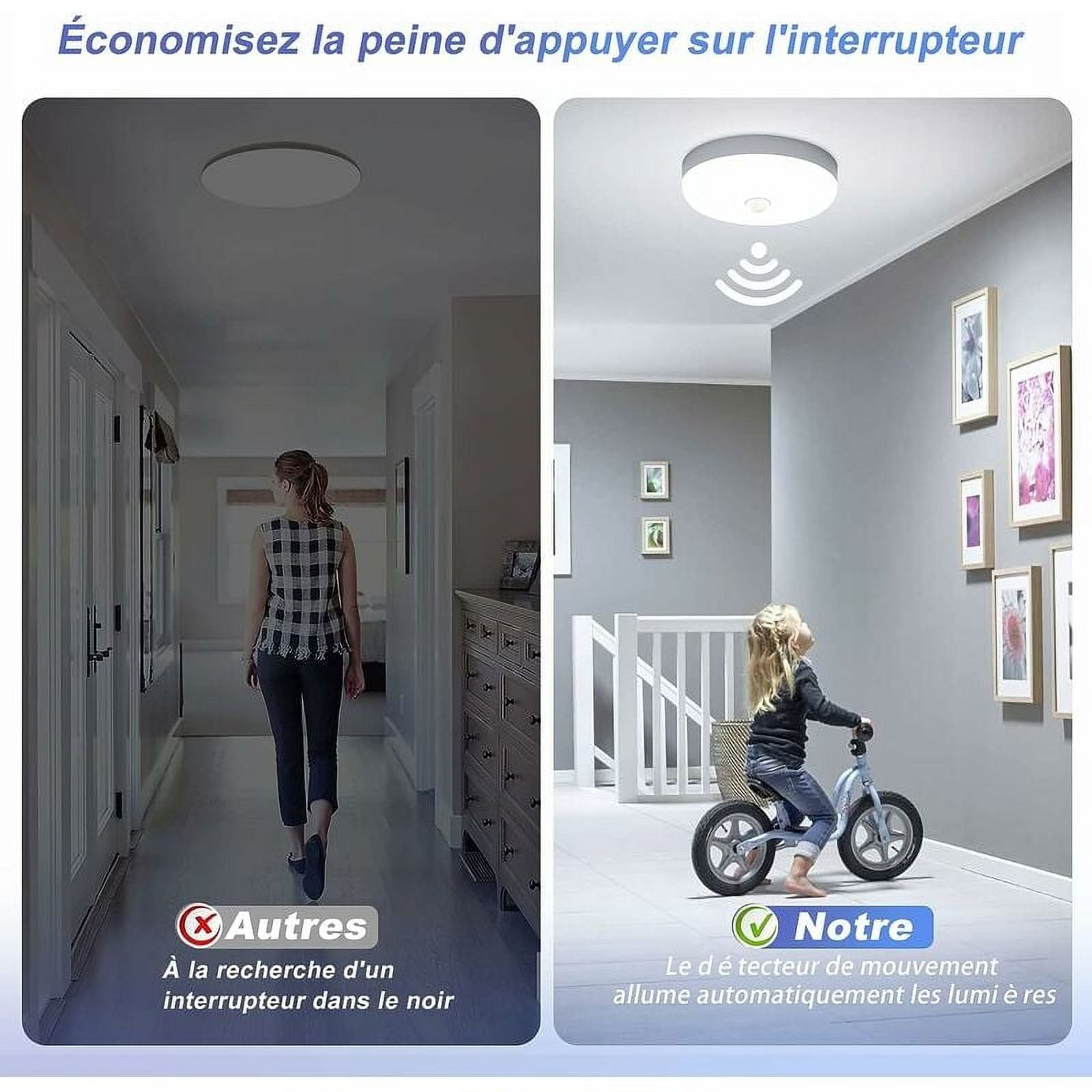 Rechargeable Battery Motion Sensor Light, Wireless Ceiling Light with Warm Color Light for Hallway Closet Bedroom, Stick-On Installation Easy Setup