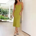 thumbnail image 6 of Women Summer Dresses Pleated Maxi Dresss Sleeveless Spaghetti Strap V Neck Beach Vacation Long Flowy Sundress Green, 6 of 7