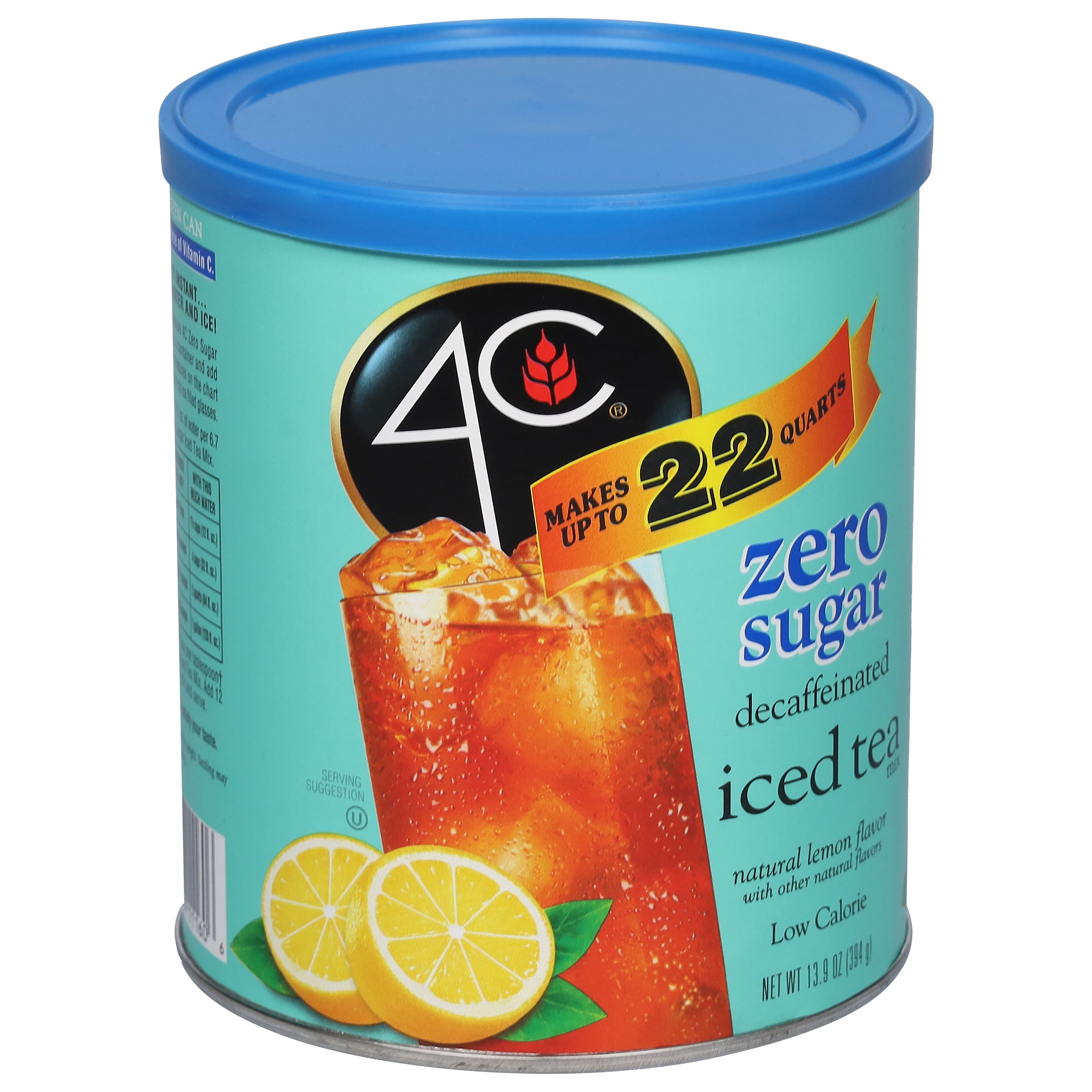 4C Zero Sugar Naturally Decaffeinated Lemon Flavor Iced Tea Mix