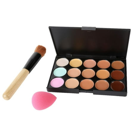 MarinaVida 15 Colors Makeup Concealer Palette Set Face Contour Cream With Sponge Puff