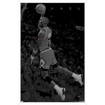 Michael Jordan - Black and White Wall Poster, 14.725" x 22.375", Framed