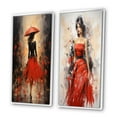thumbnail image 3 of Designart "Red Timeless Glamour Painting II" Fashion Framed Wall Art Set Of 2 - Red Fashion Framed Canvas Set For Living Room Decor, 3 of 7