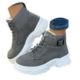 thumbnail image 3 of CAICJ98 Winter Boots for Women Comfortable Outdoor Anti-Slip Ankle Boots keep Warm Booties Lace Up Flat Platform Shoes Women Snow Boots (Grey,Size 6.5), 3 of 7