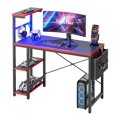 thumbnail image 1 of Bestier Reversible 44 inch Computer Desk with LED Lights and 4 Tier Shelves Gaming Desk, 1 of 9