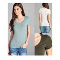 thumbnail image 3 of Essential Basic Scoop Neck Short Sleeve Tee for Women Tshirt - Junior, Oat, L, 3 of 3