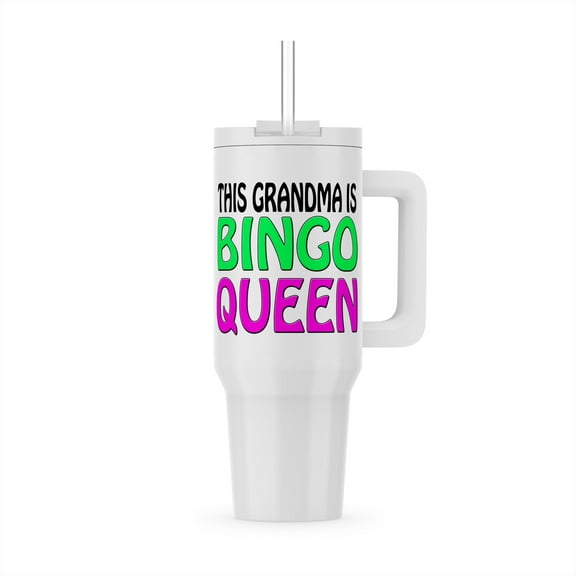 This Grandma Is Bingo Queen, Hot Pink, Lime Green,, 40oz Tumbler