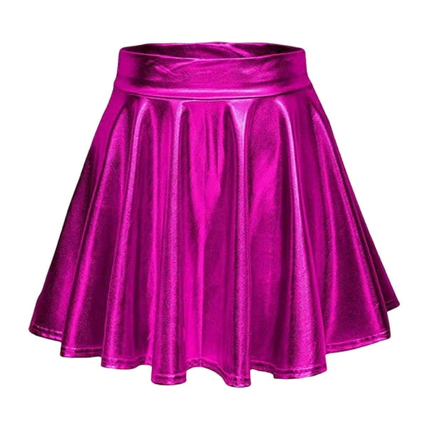 Minifalda plisada de corte A para mujer, ideal para actuaciones en escenario, cosplay y cócteles. rosa roja mediana