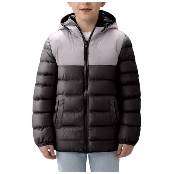 Povozer Boys' Winter Coat Kids Parka Fleece Lined Puffer Jackets for Boys(Black,10-12Y)