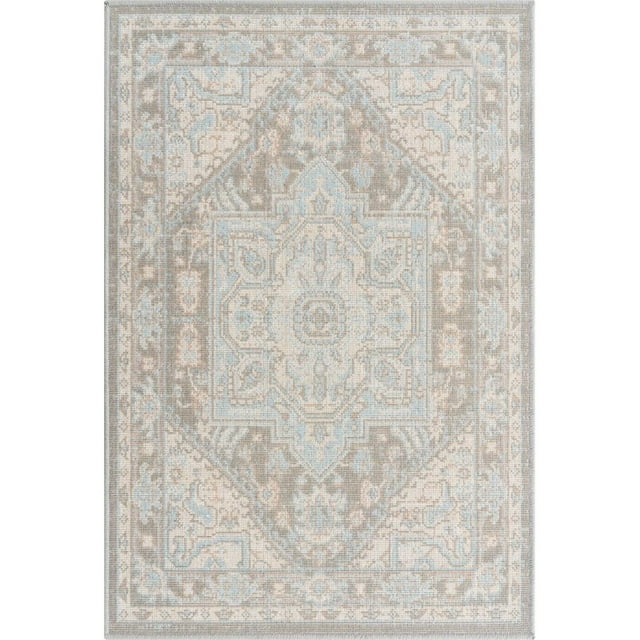 Unique Loom Whitney Medallion Border Rug 2' 2 x 3' Rectangle Cloud Gray/Ivory