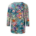thumbnail image 5 of BangWanChi 3/4 Length Sleeve Womens Tops Plus Size Tunic Women's Fashion Casual Color Printing Round Neck 3/4 Sleeve T-Shirt Top Blouse, 5 of 5