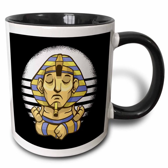 3drose, Yoga Style with Pharao Egypt Archeolgy Pharaoh, 11oz Two-tone Black Mug
