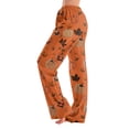 thumbnail image 4 of Halloween Pajama Pants for Women, Cute Funny Pumpkin Print Pajamas, Casual Elastic Waist Palazzo Pants Fall Pajamas, 4 of 5