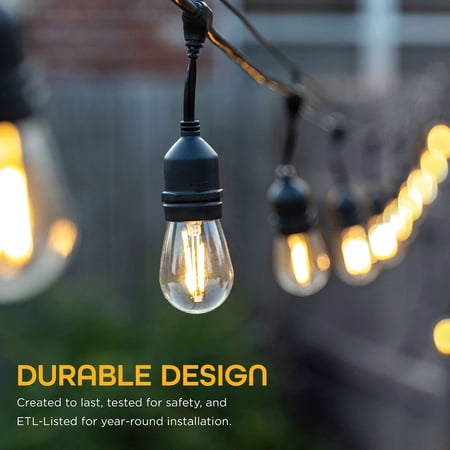 ECOSCAPES OUTDOOR LED CAFE LIGHTS (24 BULBS 48 FEET)