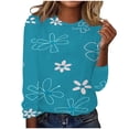 thumbnail image 2 of qelini Sweatshirt for Women Trendy Christmas Fall Floral Print Long Sleeve Sweatshirts Crewneck Athletic No Hood Fashion Lightweight Preppy Tops, 2 of 4