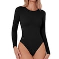 thumbnail image 5 of COMVALUE Long Sleeve Bodysuits for Women Crew Round Neck Basic Stretchy Slim Fit Body Suit Tops 2026 (Black, M), 5 of 6