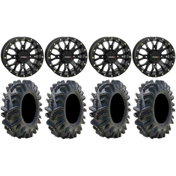 System 3 ST-3 Black 14" Wheels 32" Terminator Tires Yamaha Viking Wolverine YXZ1000R CFMoto ZForce 950 UForce 1000