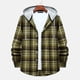 thumbnail image 2 of Camisas s Para Hombre Manga Larga Camisa de manga larga con estampado a cuadros informal de otoño e invierno para hombre, blusa de manga larga con cuello encapuchado (Green, S), 2 of 7