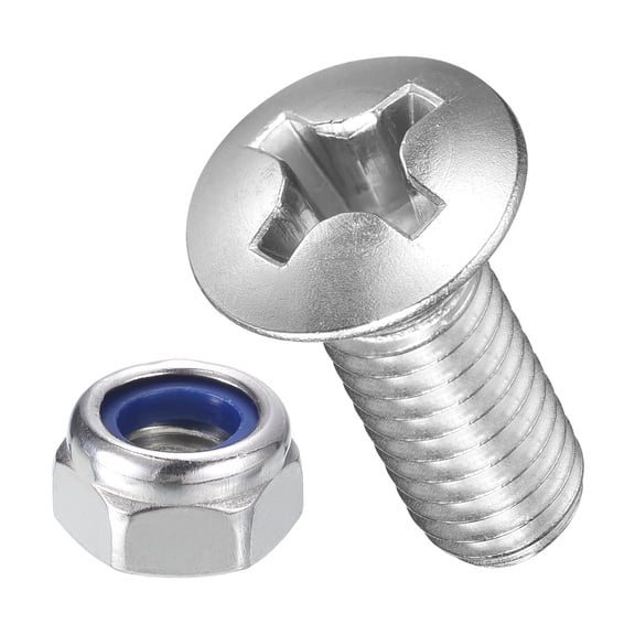 Uxcell Phillips Cross Flat Round Head Machine Screw Kit with Lock Nut (M5-0.8x25) 80Pcs, Stainless Steel Fasteners