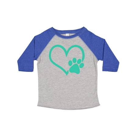 

Inktastic Teal Heart with Paw Print Gift Toddler Boy or Toddler Girl T-Shirt