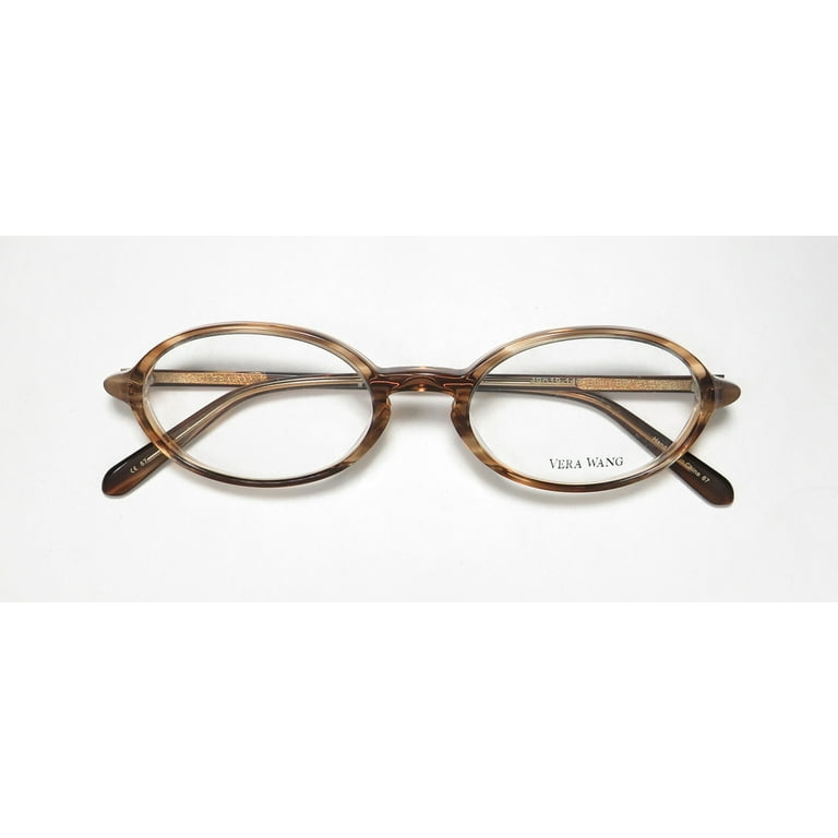 NEW VERA WANG LUXE ETAIN WOMENS/LADIES OVAL FULL-RIM BROWN FRAME DEMO LENSES 49-19-140 EYEGLASSES/EYEGLASS FRAME