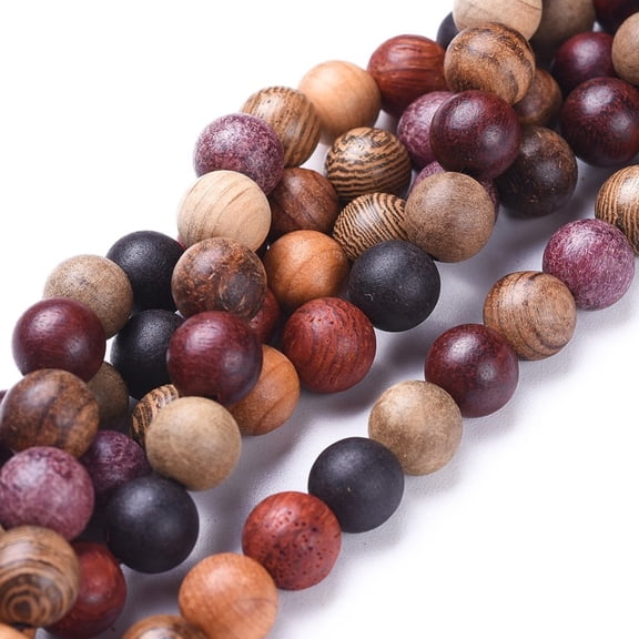 Natural Wood Beads Strands Round Colorful 6mm Hole: 1mm about 64pcs/strand 15.7 inch(40cm)