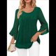 thumbnail image 3 of Blusa Elegante con Volantes para Mujer, 3/4, Cuello Redondo, Doble Capa, , Túnica. Verde Oscuro XXL, 3 of 10
