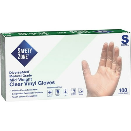 

Safety Zone Powder Free Clear Vinyl Gloves - Small Size - Unisex - Clear - Powder-free Latex-free Comfortable Allergen-free Silicone-free DINP-free DEHP-free - For General | Bundle of 10 Boxes