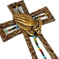 thumbnail image 5 of Urbalabs Western 13 Inch Wall Cross Praying Hands God Bless Our Family Beads Cross Rustic Cowboy Religious Wall Hanging Cross Country Wall Decor Room Decoration Office Church Home, 5 of 7