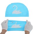 thumbnail image 5 of Unique Bargains 1 Pc Knitted PU Elastic Swans Pattern Swim Cap Sky Blue White, 5 of 5