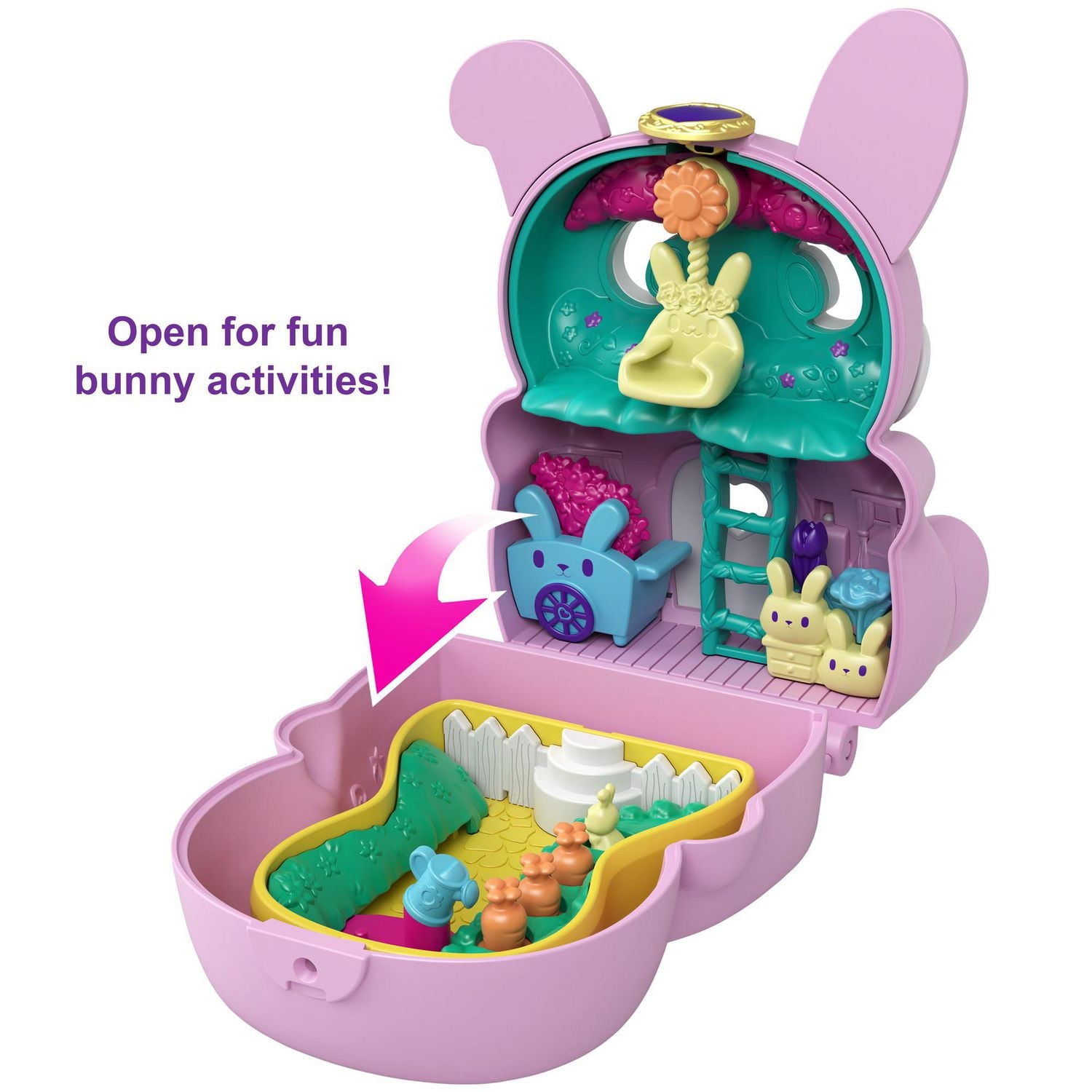 Polly Pocket-Coffret Transformable Lapin, avec Polly et figurine lapin