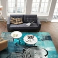 thumbnail image 3 of Teal Blue Floral Area Rug, Turquoise Grey Geometric Art Decorative Rug, Easy Clean Carpet With Anti-Slip Backing For Bedroom Living Room Dining Room Office 5 x 8ft, 3 of 6