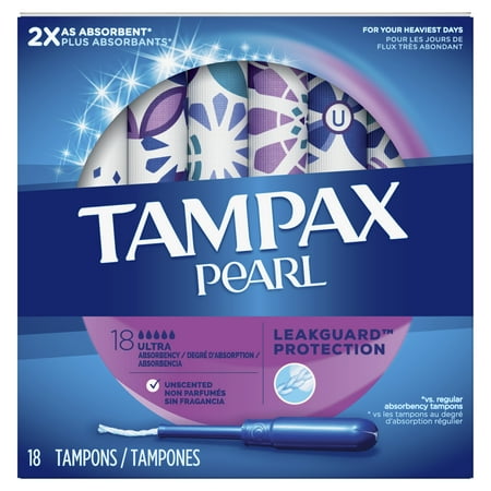 tampax unscented tampons count pearl ultra plastic