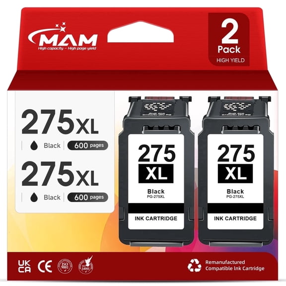 275XL Ink Cartridges for Canon ink 275 Black for Canon PG 275 Ink for Pixma TS3522 TS3520 TS3500 TR4722 (2 Pack)
