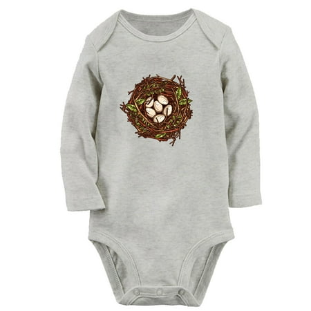 

Babies Nature Nest Pattern Rompers Newborn Baby Unisex Bodysuits Infant Jumpsuits Toddler 0-12 Months Kids Long Sleeves Oufits (Gray 6-12 Months)