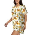 thumbnail image 2 of Fotbe Tiger Lion Print Pajama Set for Women 2 Piece Loungewear Short Sleeve Tops and Shorts Set Soft Sleepwear-Medium, 2 of 7