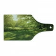 thumbnail image 1 of Green Cutting Board, Summer Park in Hamburg Germany Trees Sunlight Forest Nature Theme Scenic Outdoors Picture, Tempered Glass Cutting and Serving Board, Wine Bottle Shape, Green, by Ambesonne, 1 of 1
