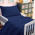 thumbnail image 3 of Kelnaro 4 Piece Navy Blue Toddler Bedding Set – Soft Microfiber Fitted Sheet, Quilt, Flat Sheet & Pillowcase, Fade & Shrink Resistant, Machine Washable, 3 of 5
