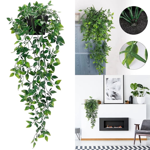 Fake Plants Promotion Sale! Nomeni Manmade Hanging Datura According to Leaves and Vines False Potted Indoor and Outdoor Decoration, Home Decor Clearance Sale Green