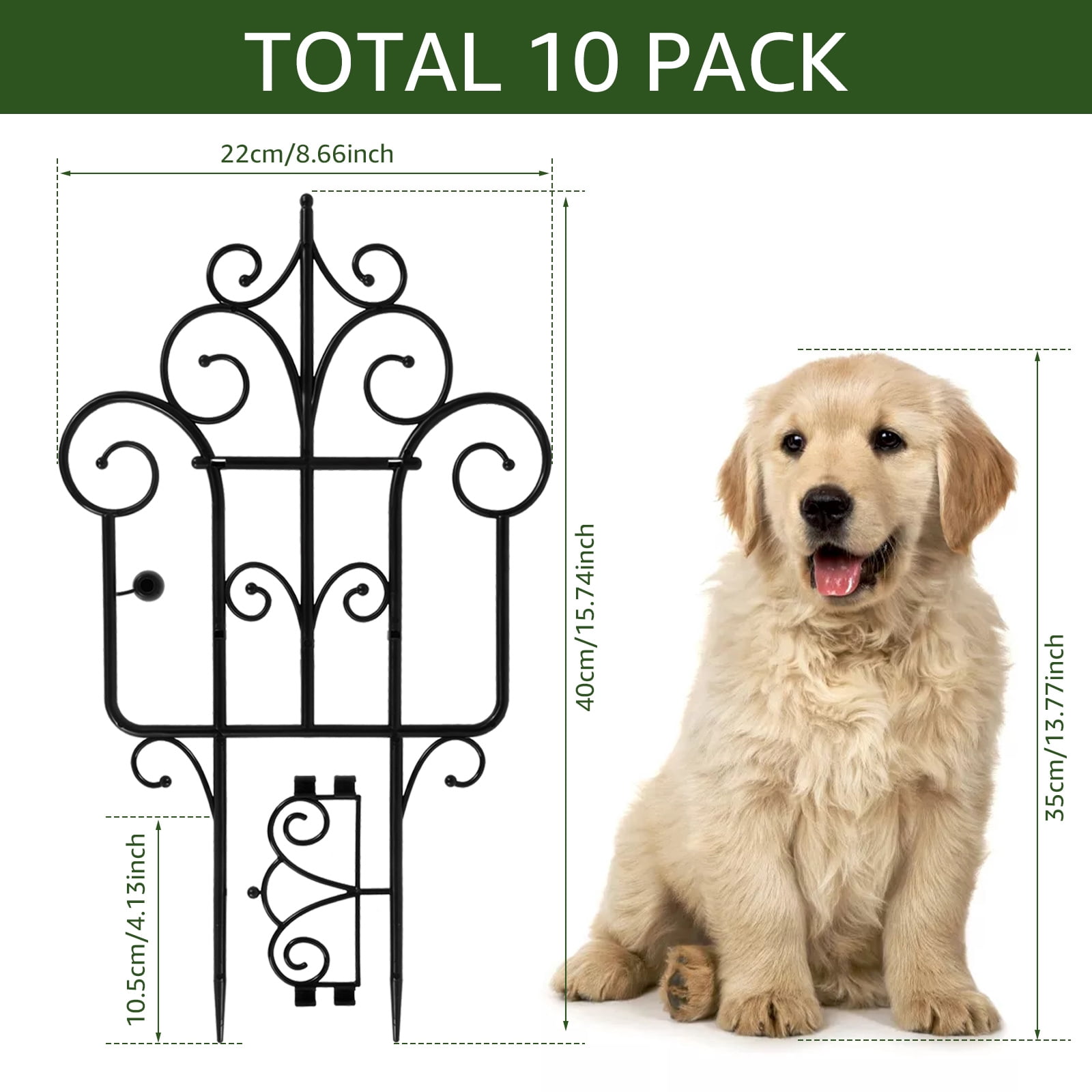 Threns 10Pcs Decorative Garden Fence Plastic Folding Lawn Border Outdoor Animal Barrier Fence Landscape Fencing for Yard Patio Flower Bed