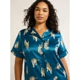 thumbnail image 4 of Joyspun Women’s Satin Top and Pants Pajama Set, 2-Piece, Sizes XS-3X, 4 of 5